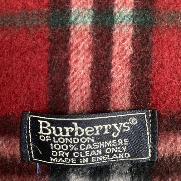 Vintage Burberry Classic Red Plaid Cashmere Scarf Unisex - Picture 2 of 5